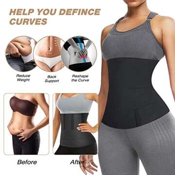 MECAPO Waist Trainer for Women - Waist Wrap, with Loop Design, Plus Size, Tightness Adjustable & Non-Slip, Flexible for Stomach, Lower Belly Fat, Post Partum Black