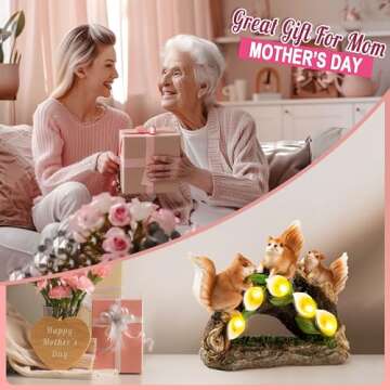 GIGALUMI Solar Garden Statues Cute Squirrel Figurine Lights for Outside, Yard Decorations Outdoor, G...