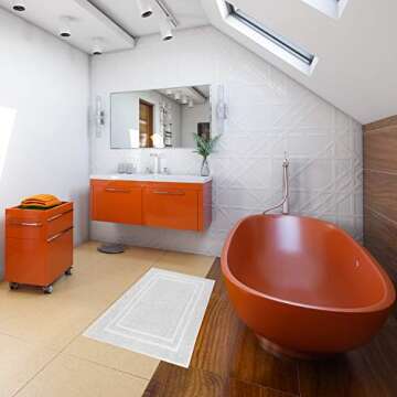 TALVANIA Bath Mat Floor Towel for Bathroom – 22” x 32” Banded Rug - 100% Ring Spun Cotton – ...