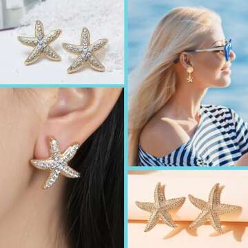 Elegant Starfish Earrings for Women - Beach Jewelry