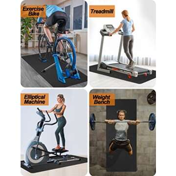 WERCHO Treadmill Mat Exercise Equipment Mat 36" x 78" Exercise Bike Mat for Stationary Bike Trainer Elliptical Thick Home Gym Workout Equipment Mat Gym Equipment Mat Protect Hardwood Floors Carpet