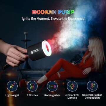 FLEXTAILGEAR Electric Hookah Pump Kit with 1300 mAh Rechargeable Battery Led Light Mini Portable Cha...