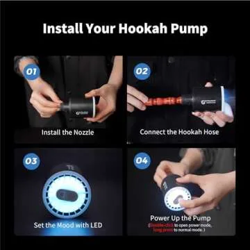FLEXTAILGEAR Electric Hookah Pump Kit with 1300 mAh Rechargeable Battery Led Light Mini Portable Charcoal Starter Coal Burner Helper Shisha Nargila Warm Up Set Smoke Bar Accessories
