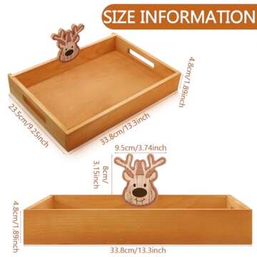 Sliner Christmas Wood Serving Tray with Handles - Perfect for Holiday Gatherings