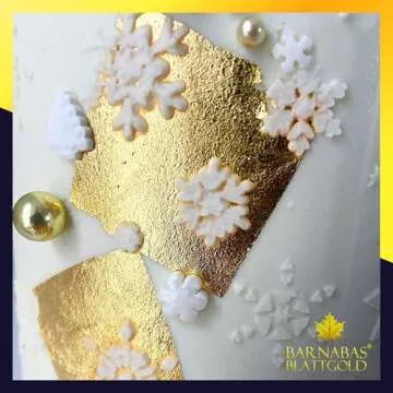 Barnabas Blattgold Edible Gold Leaf 24K - Cake Decorations, Transfer Patent for Cupcakes - 3.1 inches, Book of 25