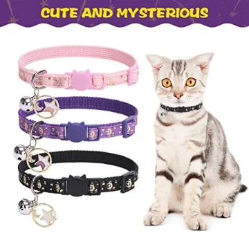 PUPTECK Adjustable Moon Star Cat Collars 3 Pack