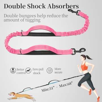 Hands Free Dog Leash with Pouch & Dual Handles - Pink