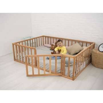 Montessori Floor Bed - Safe Twin Bed Frame for Toddler Bedroom