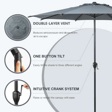 Abba Patio 9FT Lyon Outdoor Patio Umbrella Outdoor Table Umbrella with Push Button Tilt and Crank Ma...