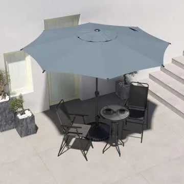 Abba Patio 9FT Lyon Outdoor Patio Umbrella Outdoor Table Umbrella with Push Button Tilt and Crank Market Umbrella 8 Sturdy Ribs UV Protection Waterproof for Garden Deck Backyard Pool Grey