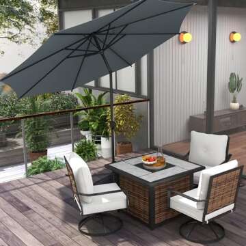 Abba Patio 9FT Lyon Outdoor Patio Umbrella Outdoor Table Umbrella with Push Button Tilt and Crank Market Umbrella 8 Sturdy Ribs UV Protection Waterproof for Garden Deck Backyard Pool Grey