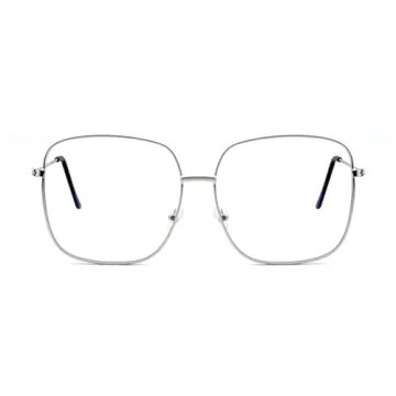 Oversized Silver Square Metal Reading Glasses for Everyone