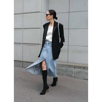 Trendy Women's High Waist Denim Skirt - Casual Midi Style