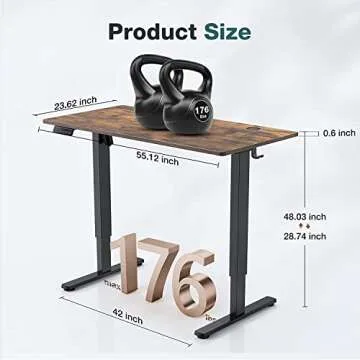 Standing Desk, 55 x 24 in Computer Desk Electric Height Adjustable Desk Home Office Desks Sit Stand up Desk Computer Table with Memory Controller/Headphone Hook, Rustic Brown