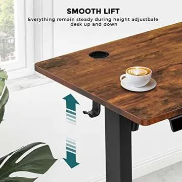 Standing Desk, 55 x 24 in Computer Desk Electric Height Adjustable Desk Home Office Desks Sit Stand up Desk Computer Table with Memory Controller/Headphone Hook, Rustic Brown