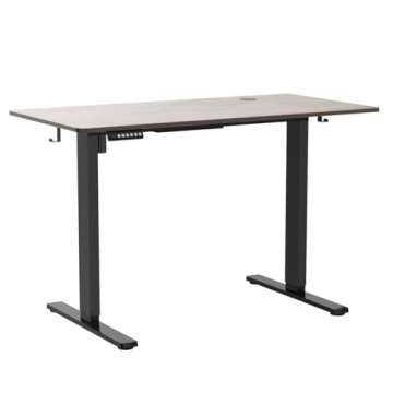 Standing Desk, 55 x 24 in Computer Desk Electric Height Adjustable Desk Home Office Desks Sit Stand up Desk Computer Table with Memory Controller/Headphone Hook, Rustic Brown