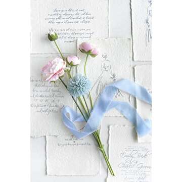 Kainonnan 3 Rolls Blue Ribbons Handmade 1.5" x 7Yd Chiffon Ribbon for Gifts Wrapping, Wedding Invitations Wedding Bouquets Decor (Blue)