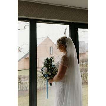 Kainonnan 3 Rolls Blue Ribbons Handmade 1.5" x 7Yd Chiffon Ribbon for Gifts Wrapping, Wedding Invitations Wedding Bouquets Decor (Blue)