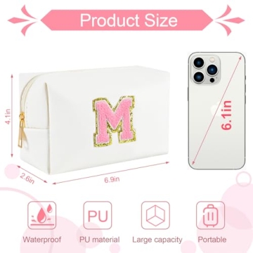 Personalized Initial Makeup Bag for Women and Teens