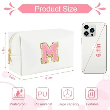 Personalized Initial Makeup Bag for Women and Teens