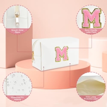 Personalized Initial Makeup Bag for Women and Teens