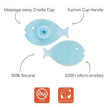 Innobaby Bathin Smart Silicone Cradle Cap Brush for Baby, Essential for Dry Skin & Eczema, Silicone Scrubber & Gentle Exfoliator with Suction Handle, Quick Dry Food Grade Silicone, Blue