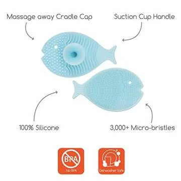 Innobaby Bathin Smart Silicone Cradle Cap Brush for Baby, Essential for Dry Skin & Eczema, Silicone Scrubber & Gentle Exfoliator with Suction Handle, Quick Dry Food Grade Silicone, Blue