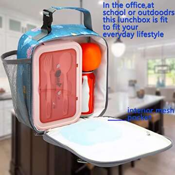 FlowFly Kids Lunch box Insulated Soft Bag Mini Cooler Back to School Thermal Meal Tote Kit for Girls...