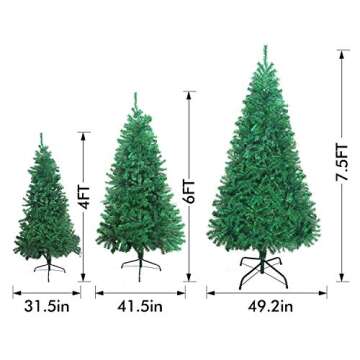 UHINOOS Artificial Christmas Tree, Christmas Full Tree with Metal Stand, Easy Assembly Unlit Christmas Tree (6FT)