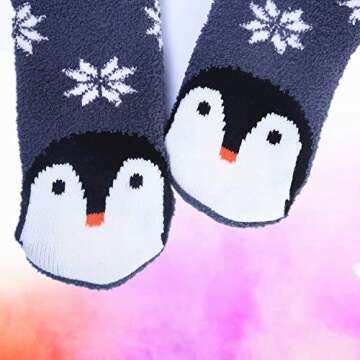 Jeasona Cozy Fuzzy Slipper Socks for Women with Grippers