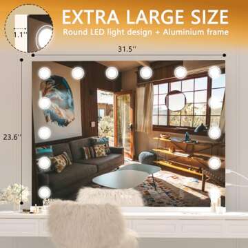 Hasipu 32" x 24" Makeup Mirror with 10X Magnification