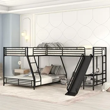 Bellemave L Shaped Twin Over Full Bunk Bed for Kids