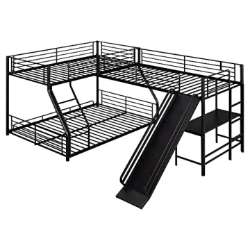 Bellemave L Shaped Twin Over Full Bunk Bed for Kids