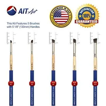 AIT Art Natural Hair Deerfoot Stippler Texture Brushes - Set of 5 - Handmade in USA for Superior Results with Watercolors, Acrylic, and Oil