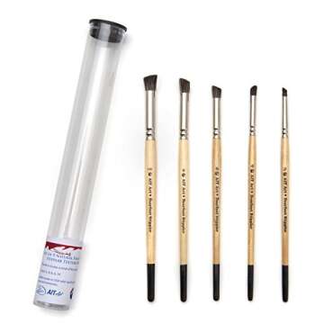 AIT Art Natural Hair Deerfoot Stippler Texture Brushes - Set of 5 - Handmade in USA for Superior Results with Watercolors, Acrylic, and Oil