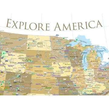 GeoJango National Parks Map Poster Print with State Capitals and USA Travel Landmarks, Gold Edition (24W x 16H)