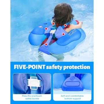 LAYCOL Baby Swimming Float Inflatable Baby Pool Float Ring with Sun Protection Canopy,add Tail no flip Over for Age of 3-36 Months