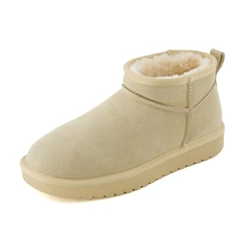 CUSHIONAIRE Women's Hip 2 Genuine Suede Ankle Snow Boots - Pull-On with Cozy Faux Shearling Lining, ...