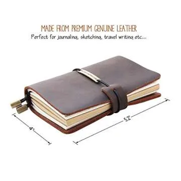 Refillable Handmade Travelers Notebook, Leather Travel Journal Notebook for Men & Women, Perfect for...