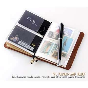 Refillable Handmade Travelers Notebook, Leather Travel Journal Notebook for Men & Women, Perfect for Writing, Gifts, Travelers, Small Size 5.2" x 4" Inches - Coffee