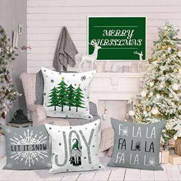 Lanpn Grey Christmas Throw Pillow Covers 22x22 Set of 4, Decorative 22 inch Gray Modern Winter Snowf...