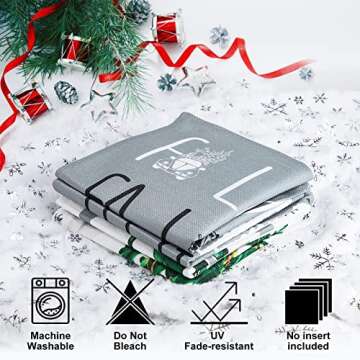 Lanpn Grey Christmas Throw Pillow Covers 22x22 Set of 4, Decorative 22 inch Gray Modern Winter Snowflake Xmas Cushion Covers Pillow Cases for Home Farmhouse Bedroom Room Holiday Couch Decor Decoration