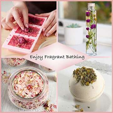 HAIOPS Dried Flowers Soap Making Scents Kits Food-Grade Rosebuds, Lavender, Jasmine, Chamomile, Gomphrena Globosa Linn, Red Globe Amaranth, 6 Bags