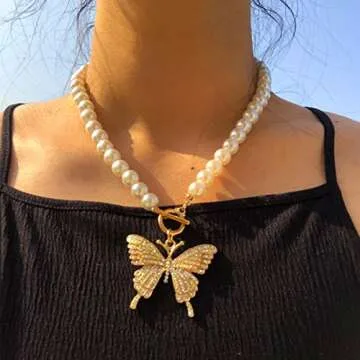 Elegant Gold Butterfly Choker Necklace for Women