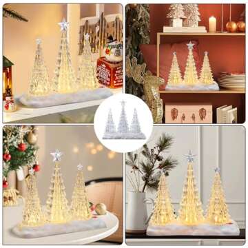 Tabletop Christmas Tree with Light and Music - Battery Operated Crystal Clear Acrylic Christmas Tree...