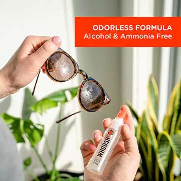 WHOOSH! Glasses Cleaner Spray - 30 ml + 1 Microfiber Cleaning Cloth - Travel Size Laptop Screen Cleaner for MacBook, Computer, Portable Car Screen Cleaner for Phone, iPad - Electronic Cleaner Kit