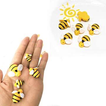 glacely 100 Pcs Tiny Resin Bees Ladybugs,Including 50 Pcs Resin Bee Ornaments 50 Pcs Resin Ladybugs Decors with Storage box for DIY Crafts Wreath Party Home Decoration
