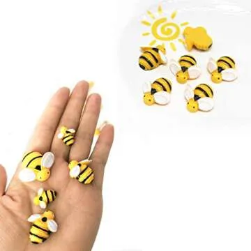 glacely 100 Pcs Tiny Resin Bees Ladybugs,Including 50 Pcs Resin Bee Ornaments 50 Pcs Resin Ladybugs Decors with Storage box for DIY Crafts Wreath Party Home Decoration