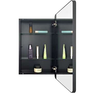 FOMAYKO Farmhouse Black Framed Recessed or Surface Mount Bathroom Medicine Cabinet with 16"x26" Mirror, Bathroom Storage Cabinet with Large Space