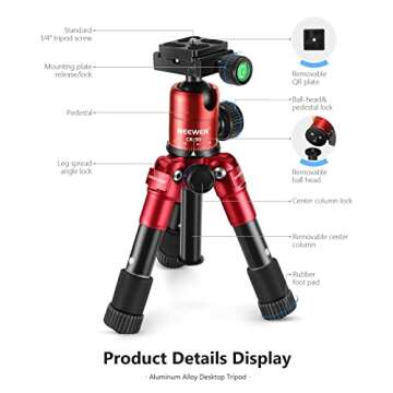NEEWER Compact Mini Tripod for Camera - 19.7" Adjustable Height
